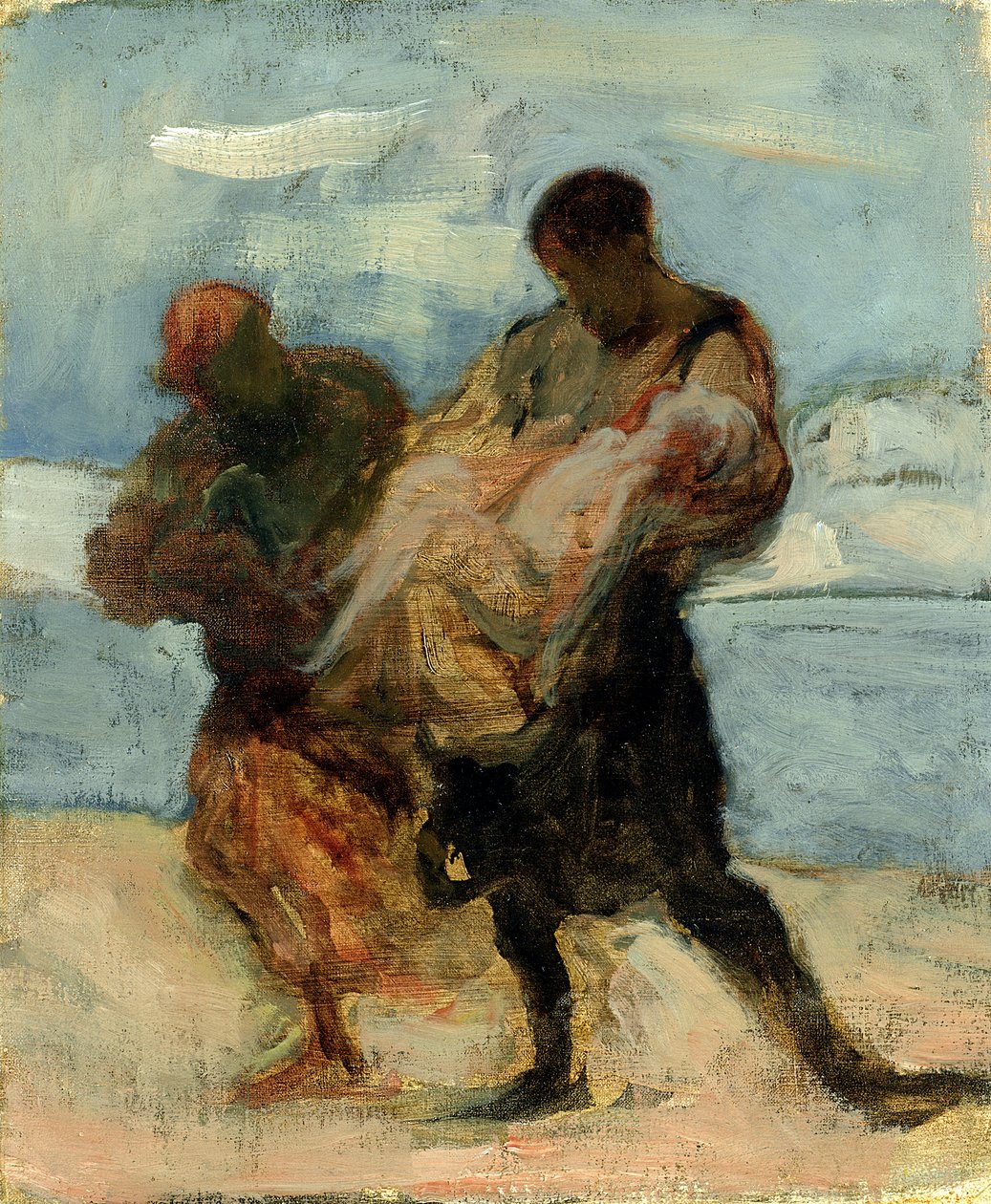 Redningen, ca. 1870 av Honoré Daumier