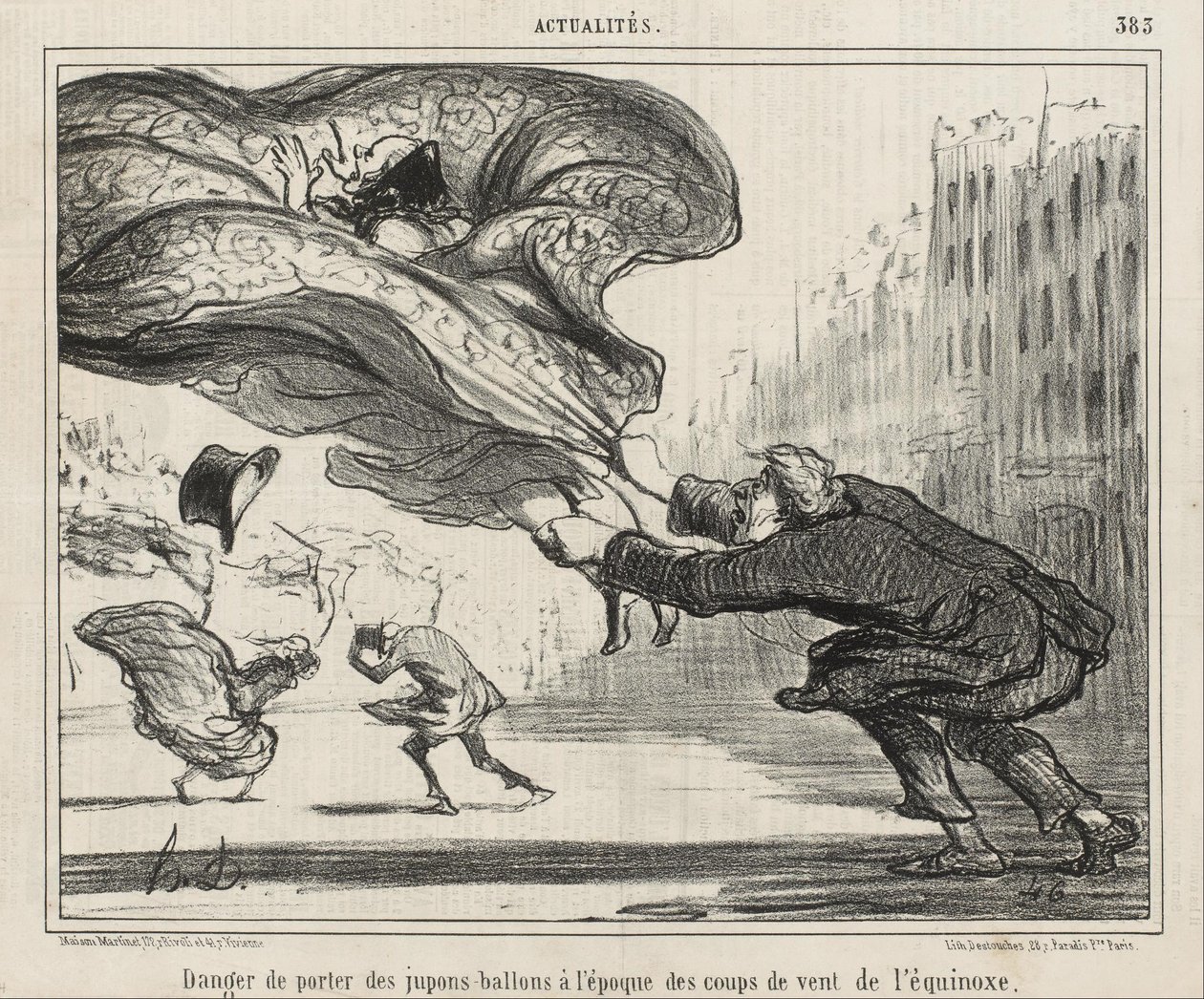 Faren for å bruke bøyle-skjørt ... av Honoré Daumier