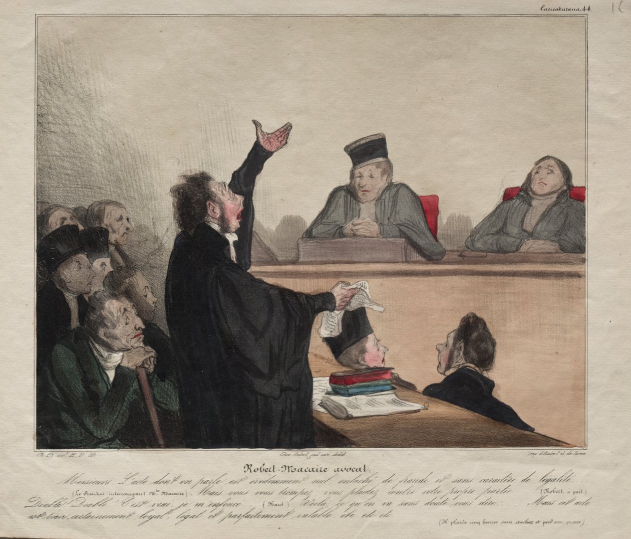 Caricaturana, plate 44: Robert-Macaire, advokat av Honoré Daumier