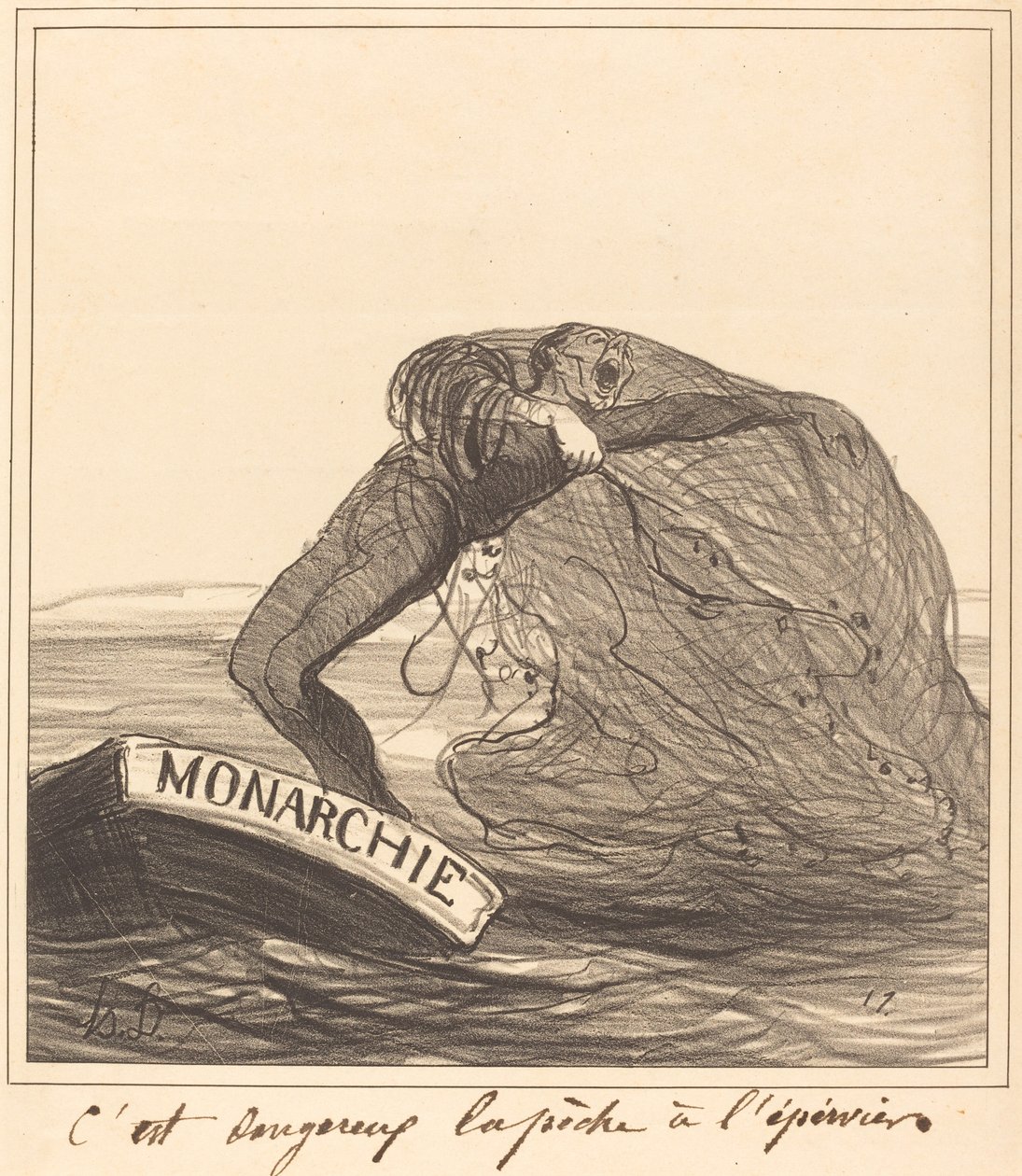 Det er farlig, kastegarnfiske av Honoré Daumier