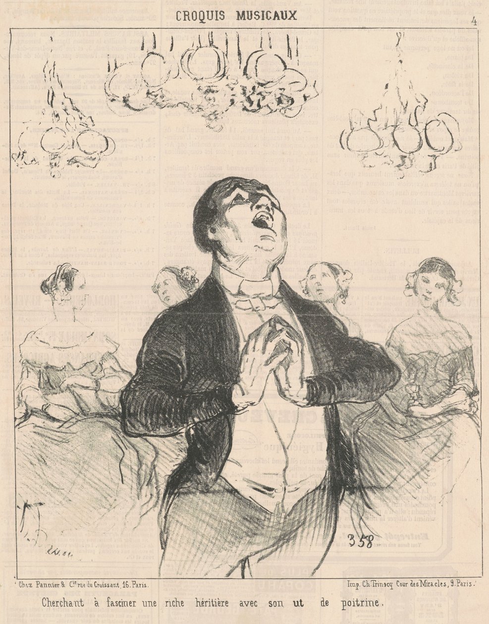Søker å fascinere en velstående... av Honoré Daumier