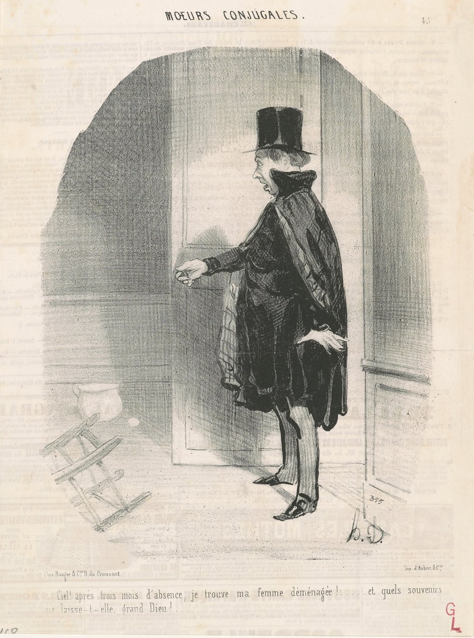 Himmelen!...Jeg finner ut at min kone har flyttet! av Honoré Daumier