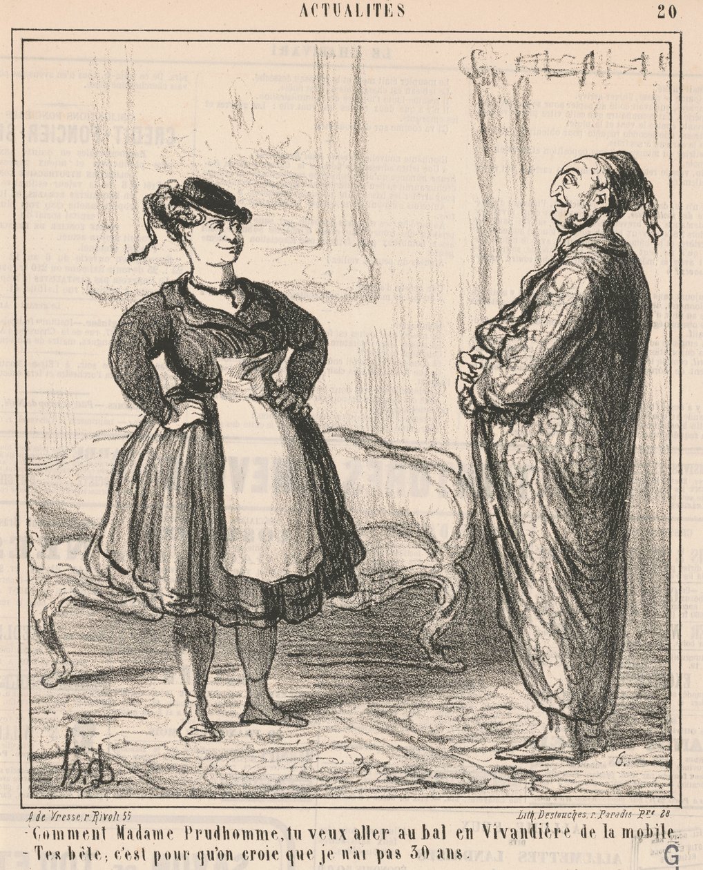 Hvordan Madame Prudhomme ... Som en vivandière ... av Honoré Daumier