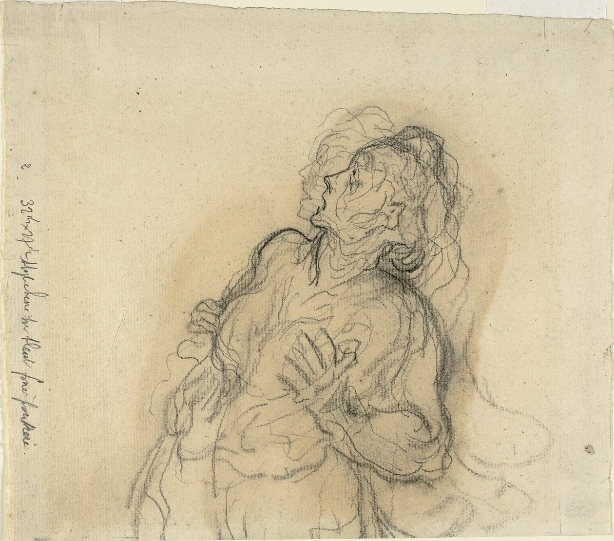Skremt kvinne av Honoré Daumier
