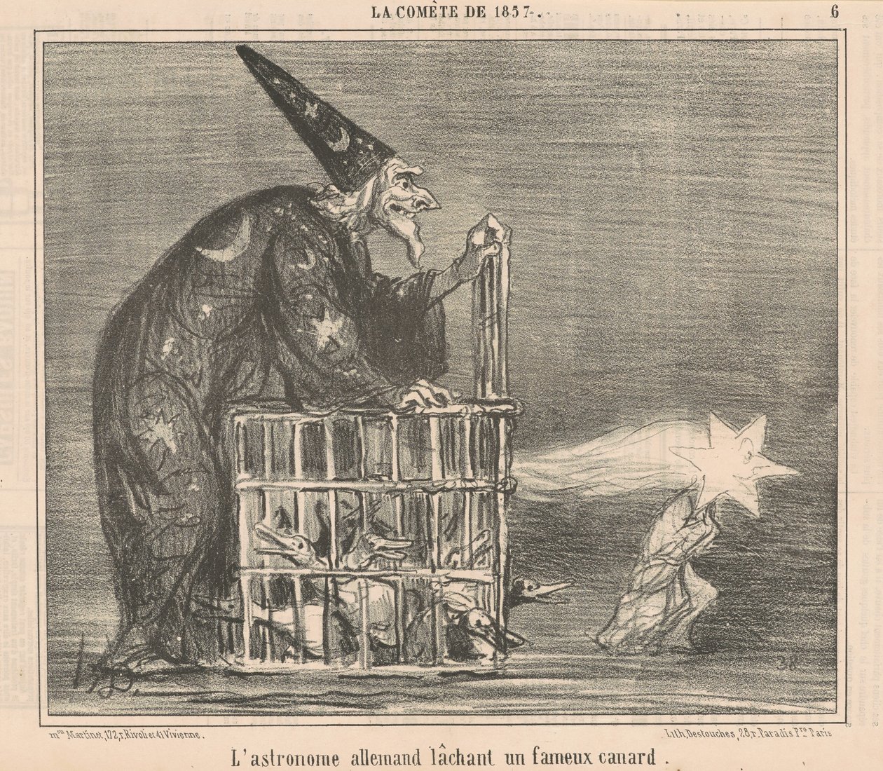 Den tyske astronomen slipper ut en... And av Honoré Daumier