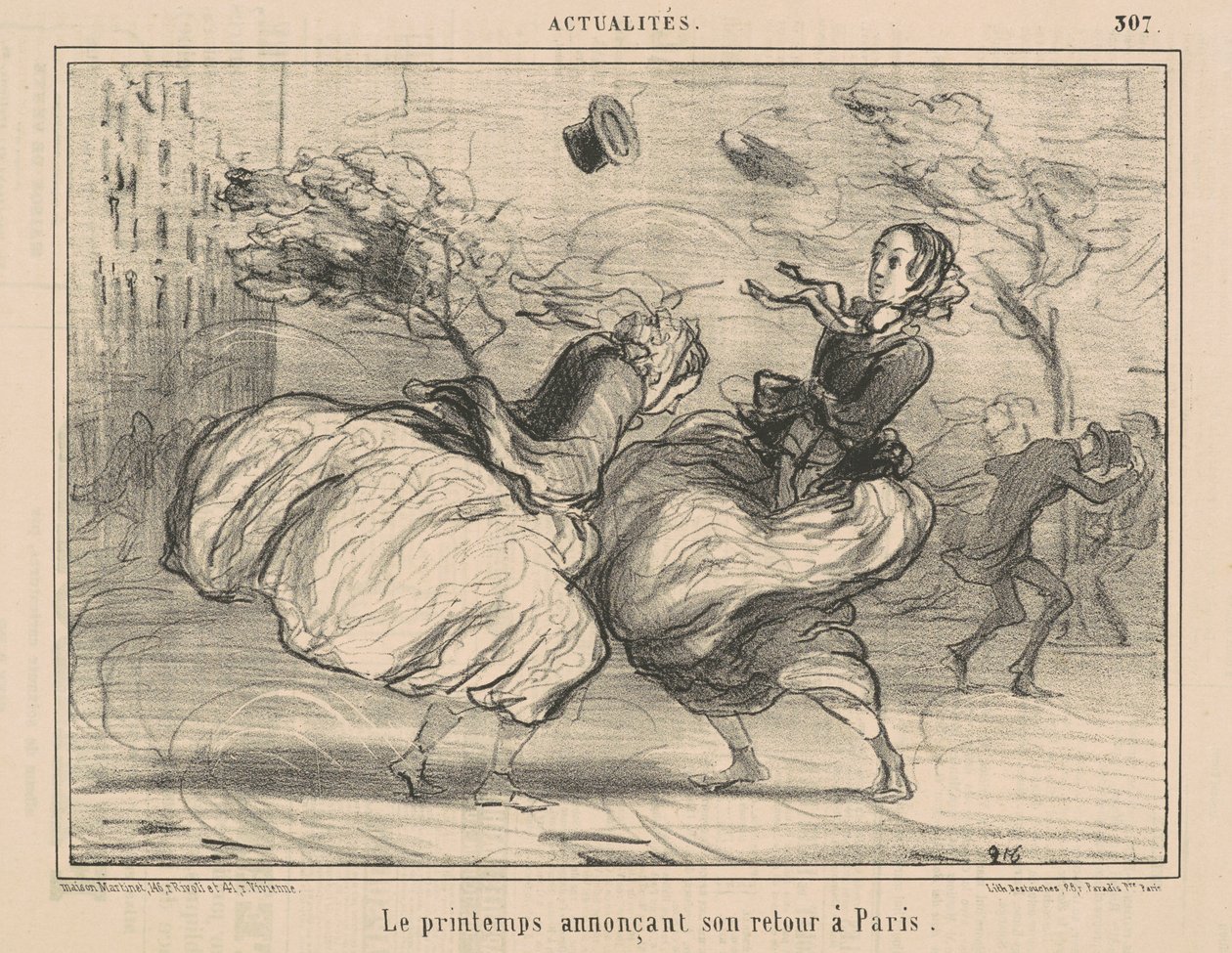 Våren kunngjør at han kommer tilbake til Paris av Honoré Daumier