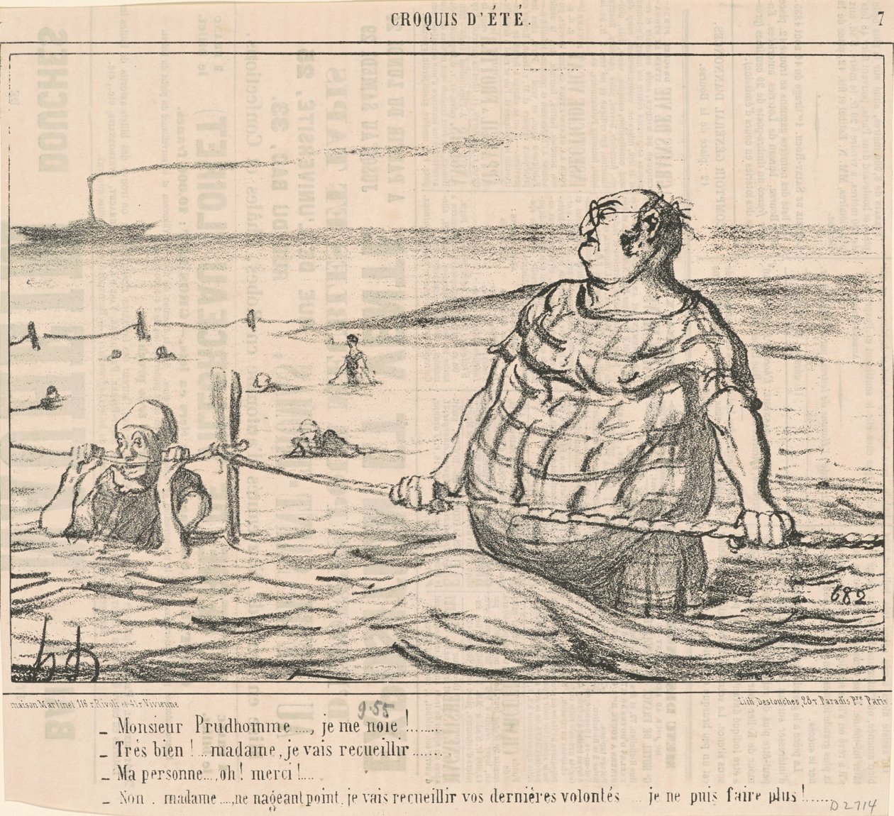 Monsieur Prudhomme... Jeg drukner! ... av Honoré Daumier