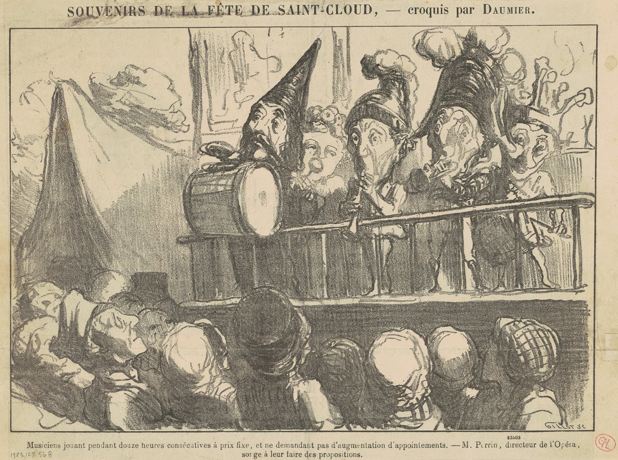 Musikere som spiller i tolv timer... av Honoré Daumier