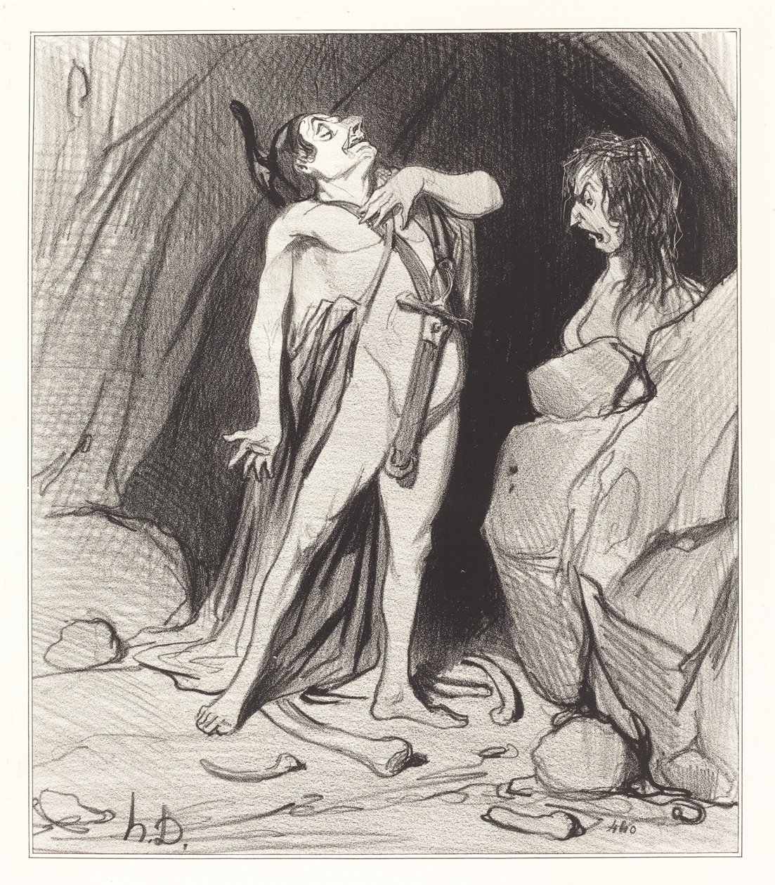Ødipus ved sfinksen av Honoré Daumier
