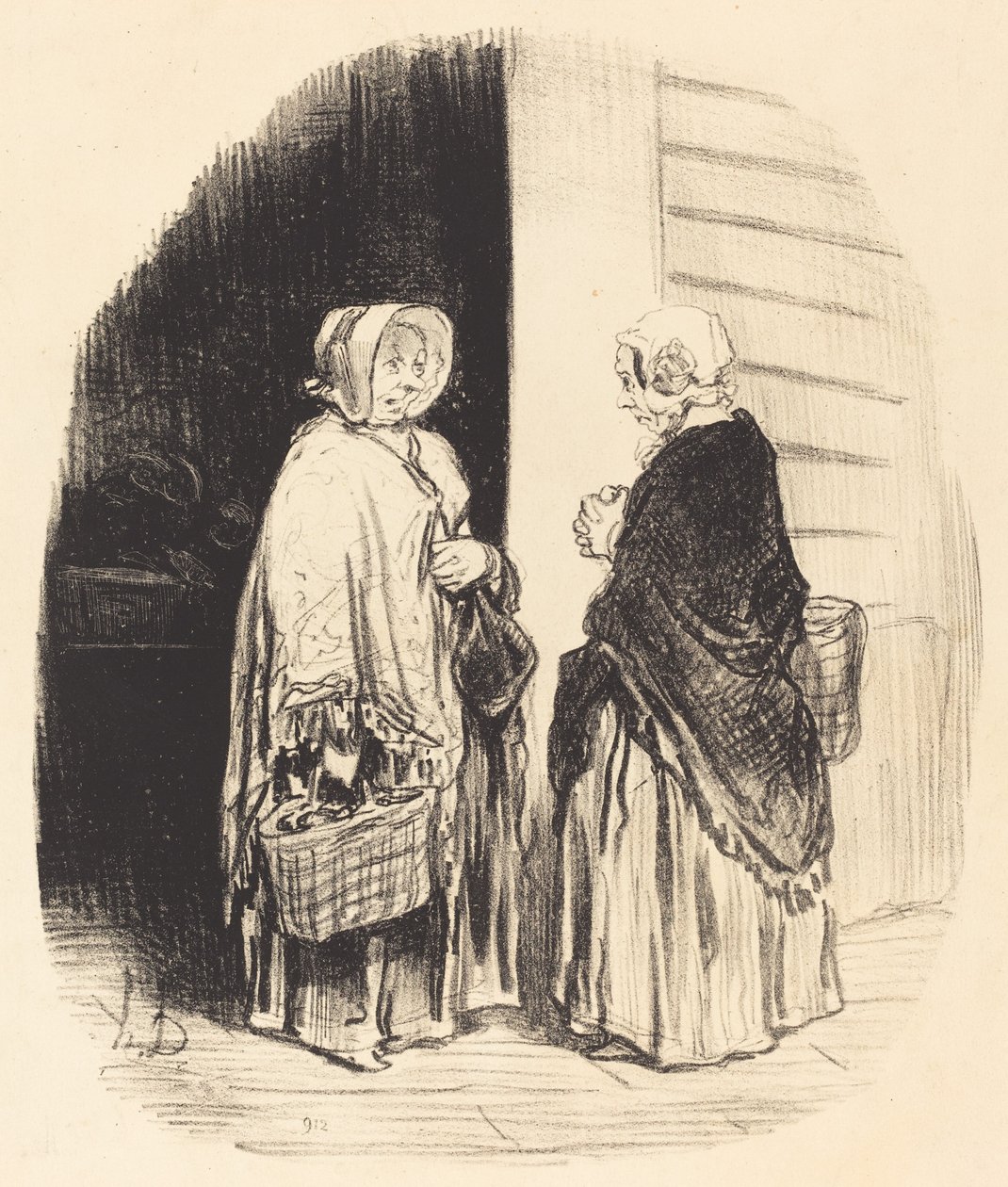 Ja, Madame Chaboulard... tjuefire kjøpmenn... [recto] av Honoré Daumier