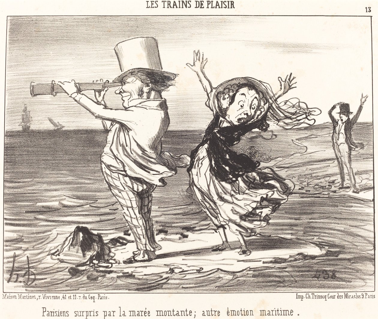 Parisere overrasket over tidevannet... av Honoré Daumier