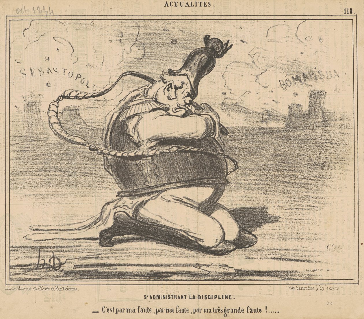 S'administrant la discipline ... av Honoré Daumier