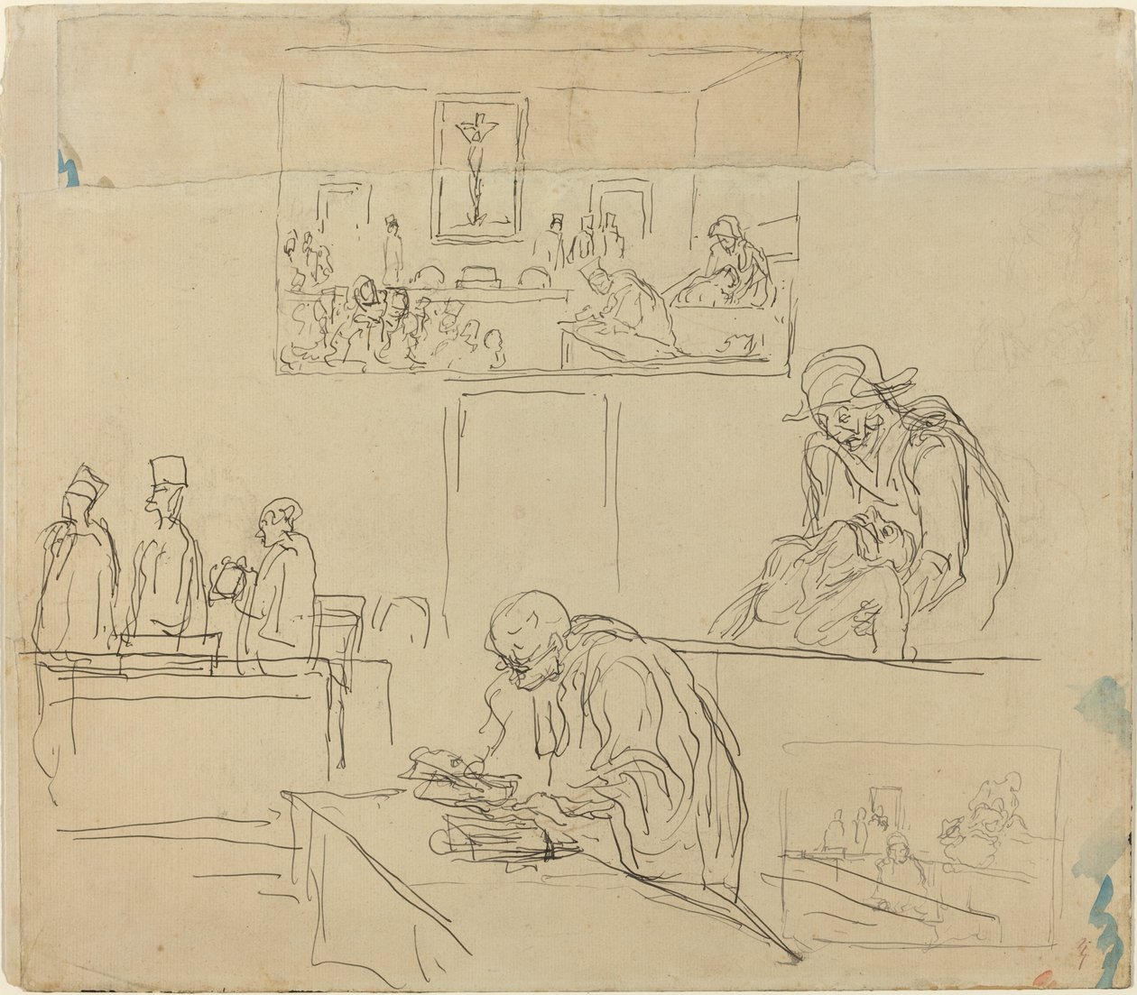 Scene for Tribunal (dommen) av Honoré Daumier