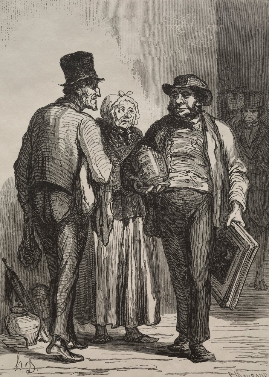 Auksjonsrommet: Kjøpmennene. av Honoré Daumier