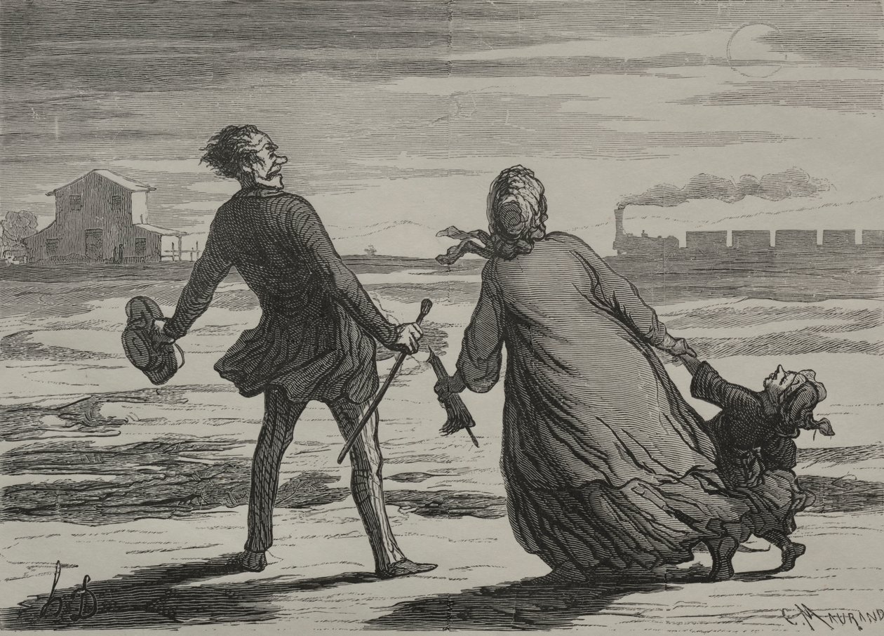 Jernbanen: For sent. av Honoré Daumier