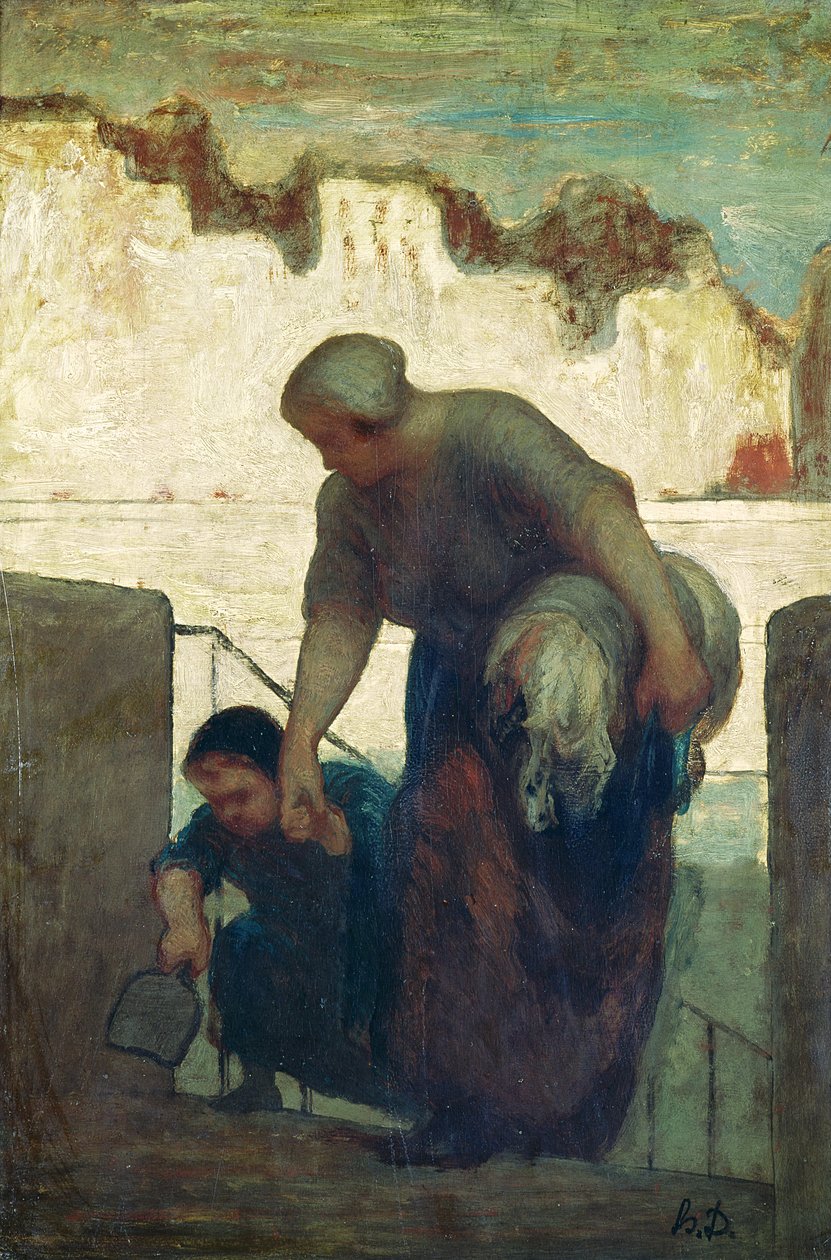 Vaskekvinnen, ca. 1860-61 av Honoré Daumier
