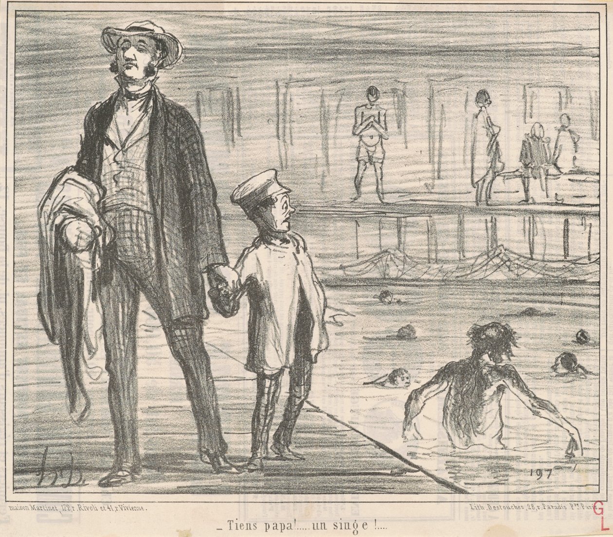 Her pappa! ... en ape! ... av Honoré Daumier