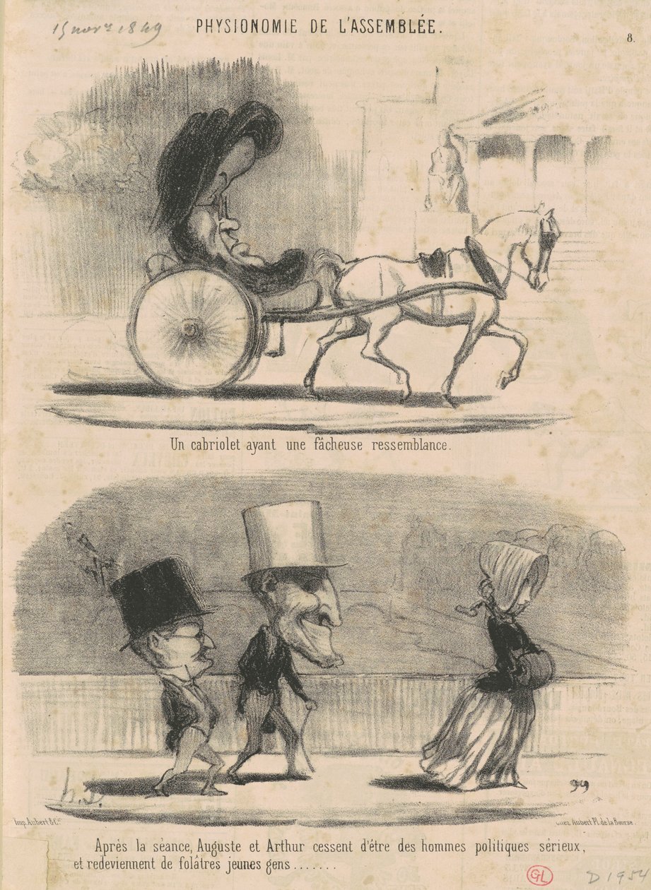 En cabriolet med en uheldig likhet... av Honoré Daumier
