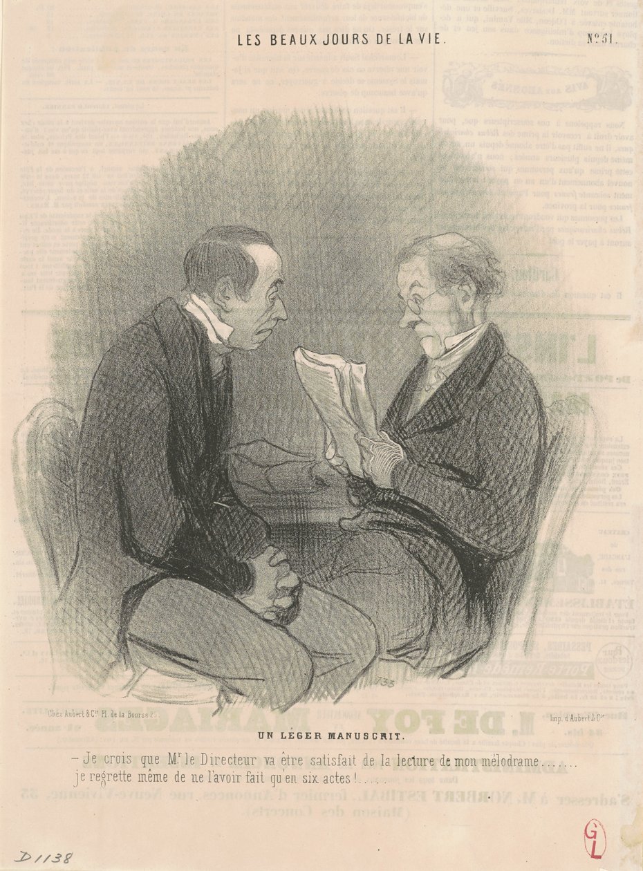 Et lett manuskript av Honoré Daumier