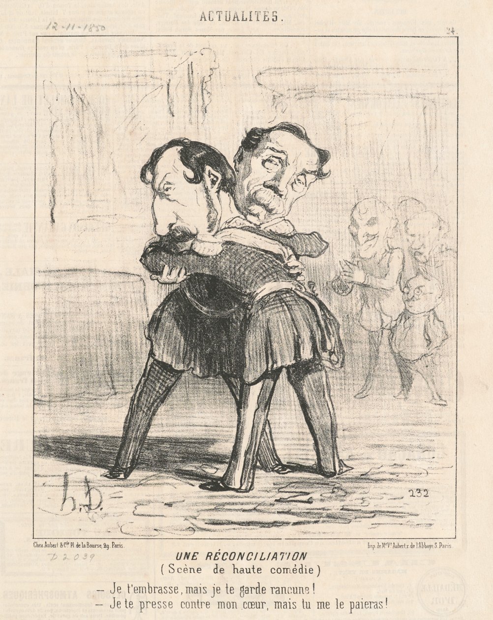 En forsoning, scene med høy komedie ... av Honoré Daumier