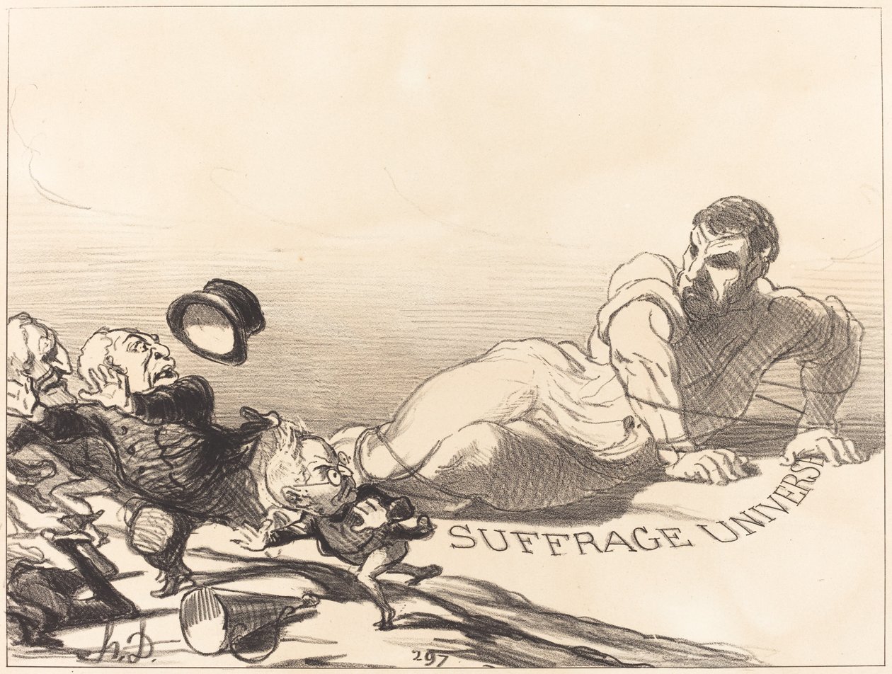 En panikk av Lilliputians ... av Honoré Daumier