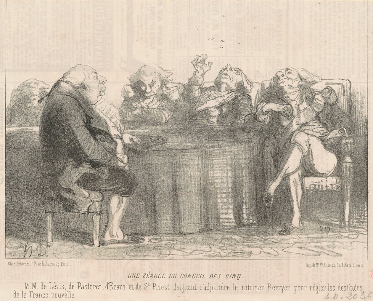 Et møte i rådet på fem av Honoré Daumier