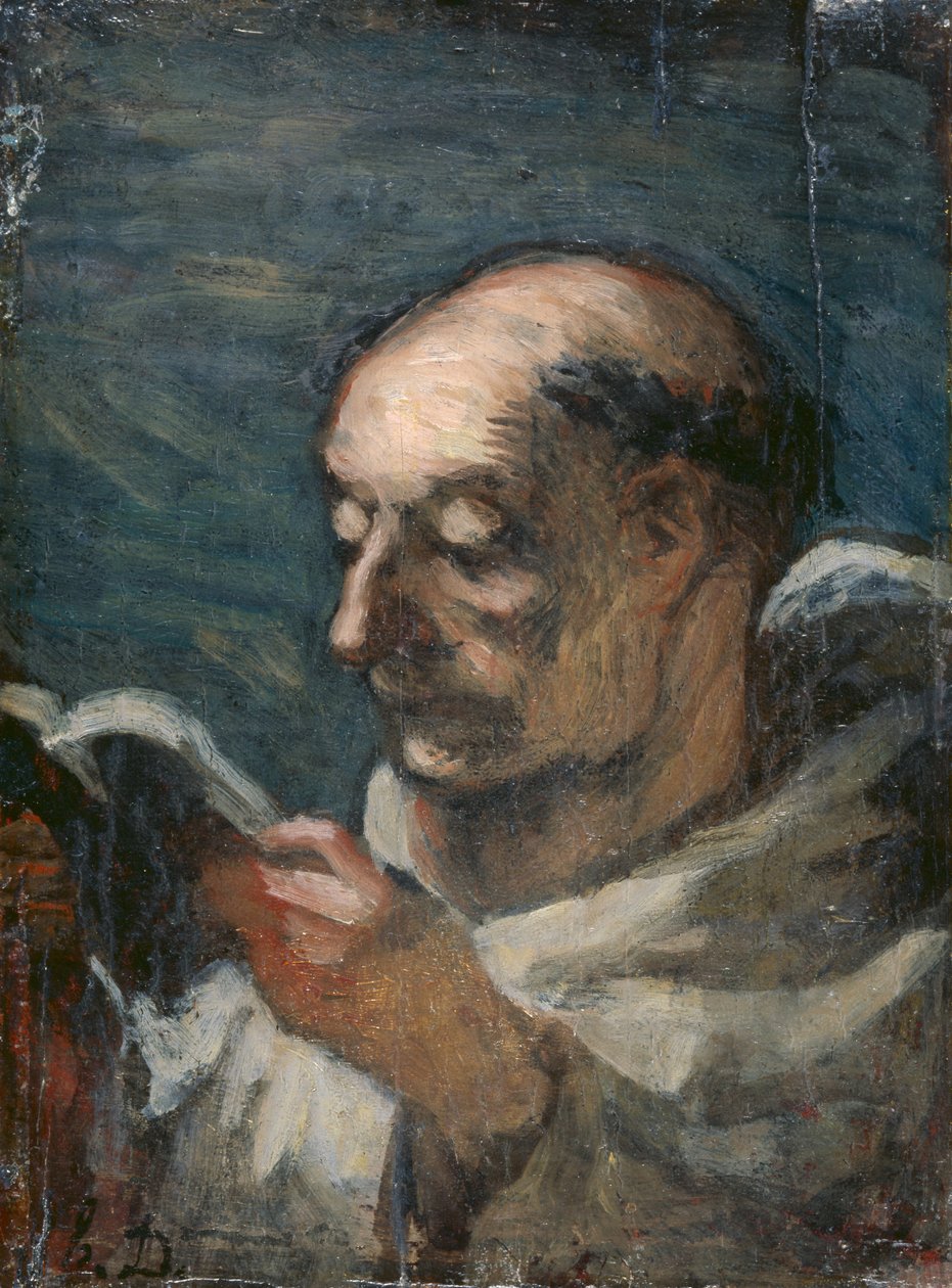 Munk som leser av Honoré Daumier