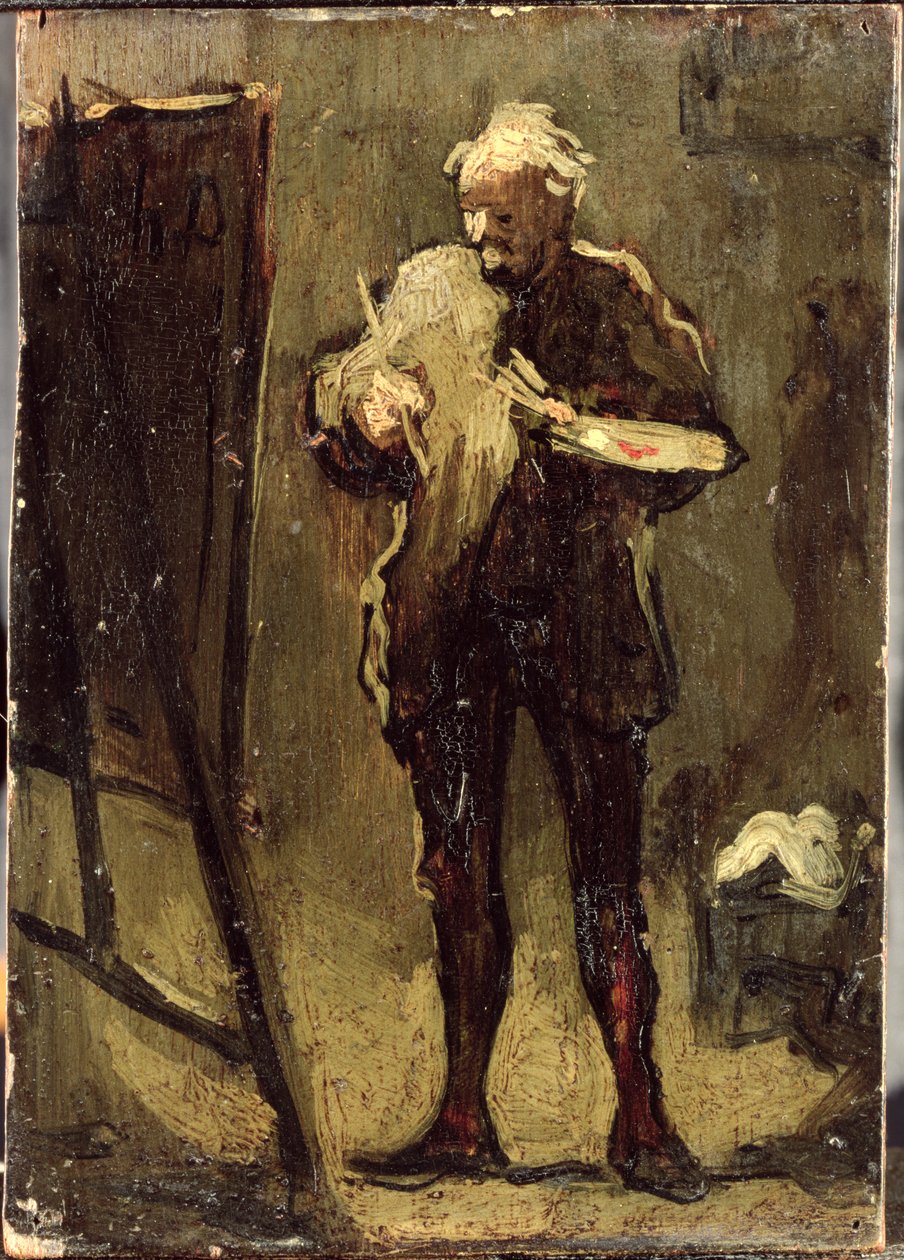 Selvportrett (olje på panel) av Honoré Daumier