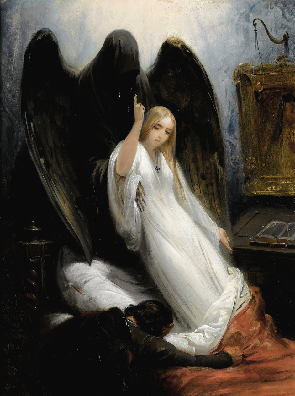 Studie av Dødens engel av Emile Jean Horace Vernet
