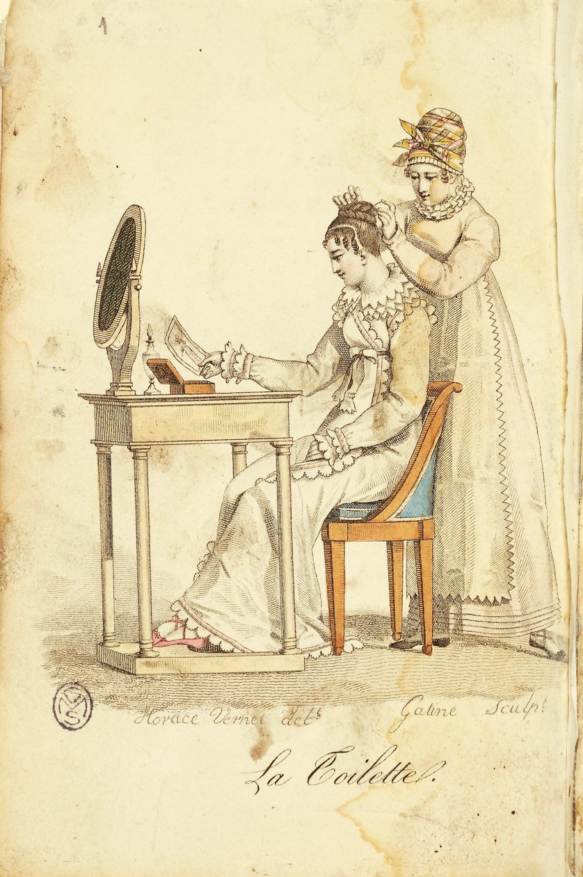 Toalett, fra "Almanach des Modes" av Horace (after) Vernet