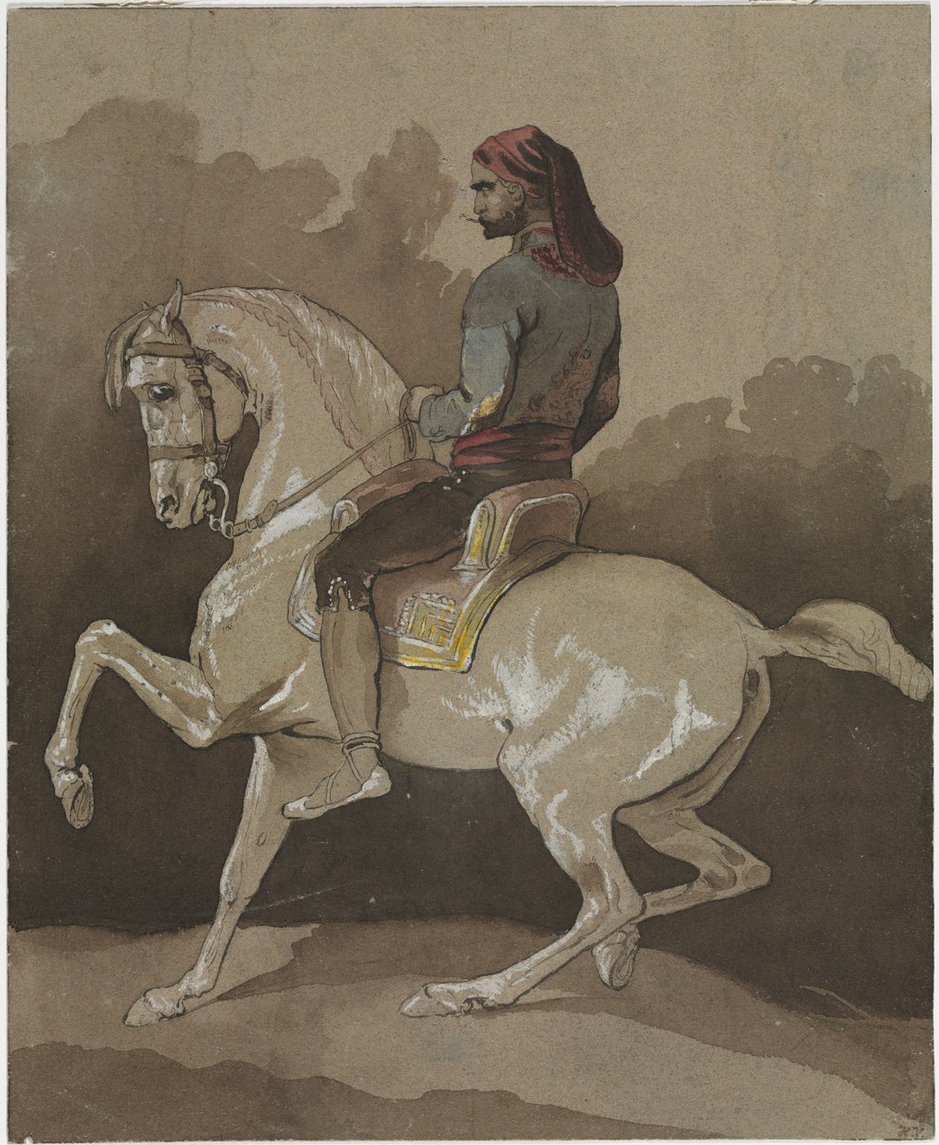 Araber til hest, 1800-tallet. av Emile Jean Horace Vernet
