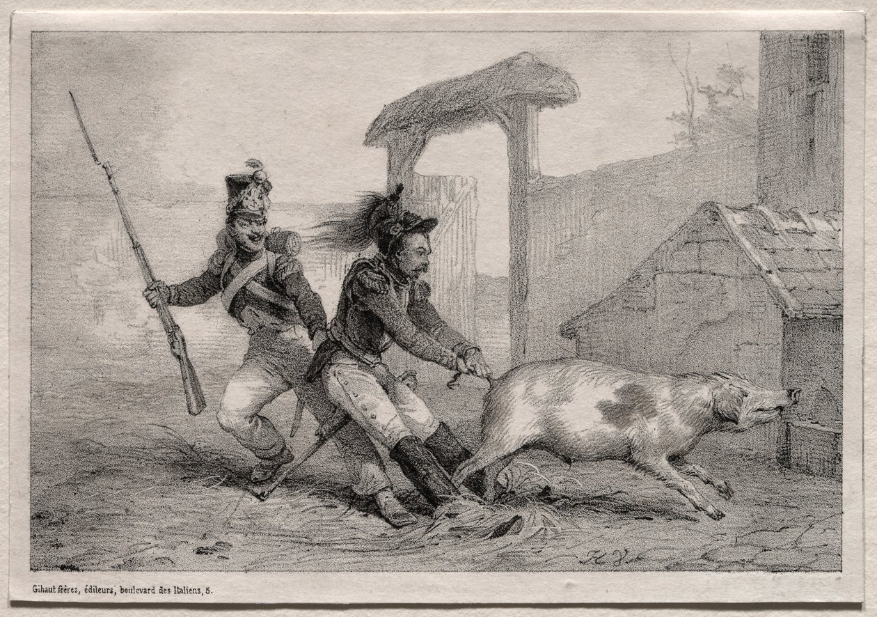 Marauders, hold fast. av Emile Jean Horace Vernet