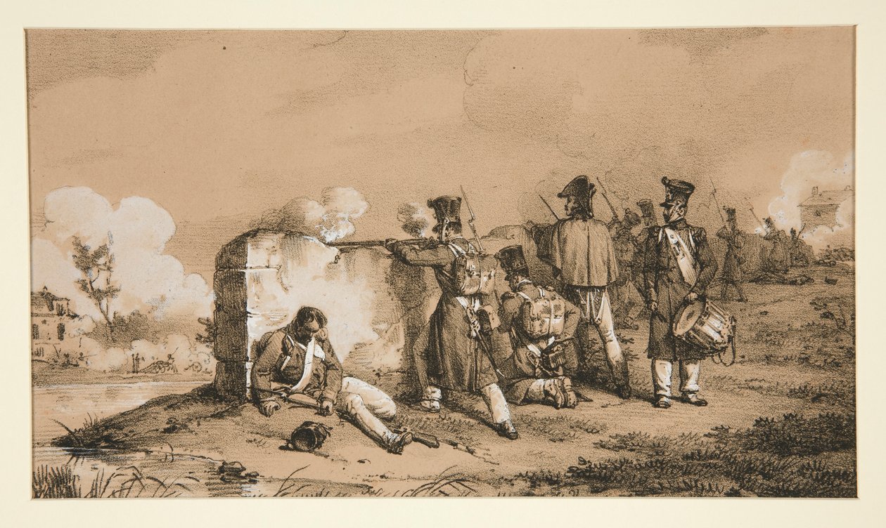 Soldater i trefninger av Emile Jean Horace Vernet