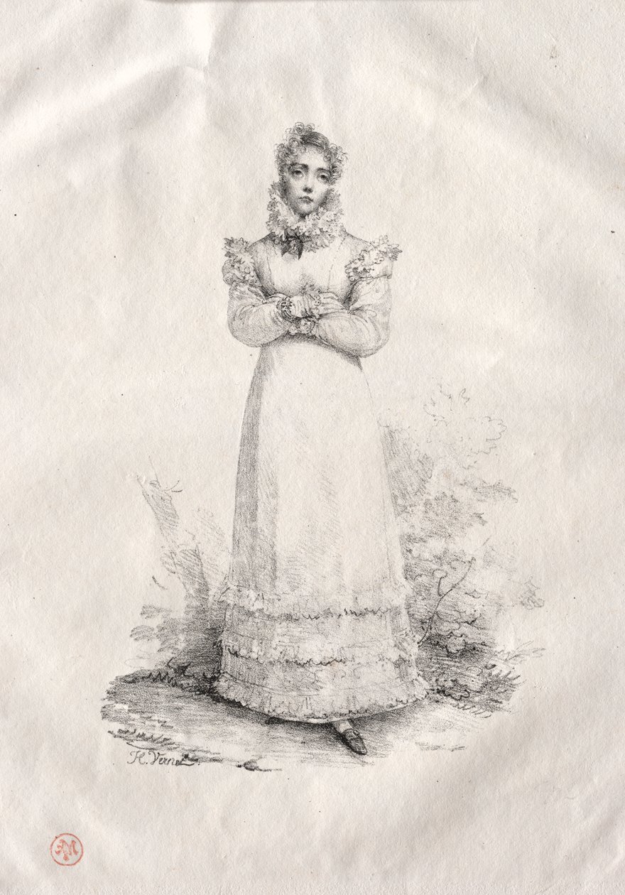 Ung kvinne står av Emile Jean Horace Vernet