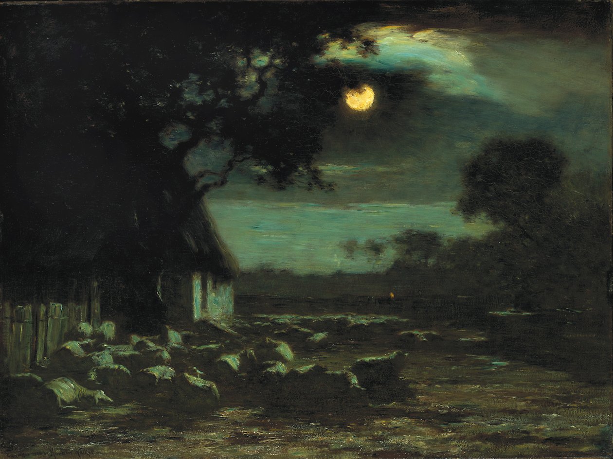 Sauegård, Moonlight, 1906. av Horatio Walker
