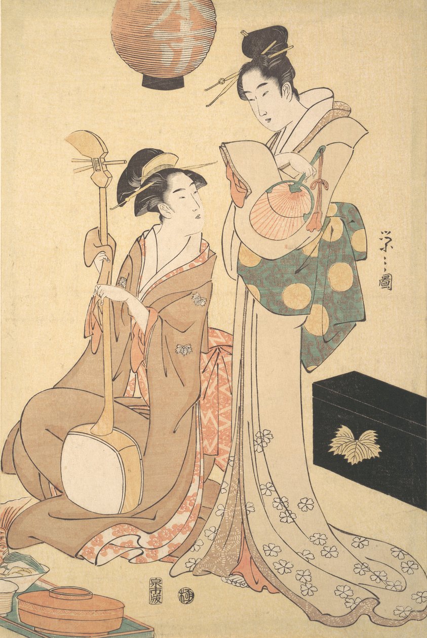 To Geisha, ca. 1792. av Hosoda Eishi