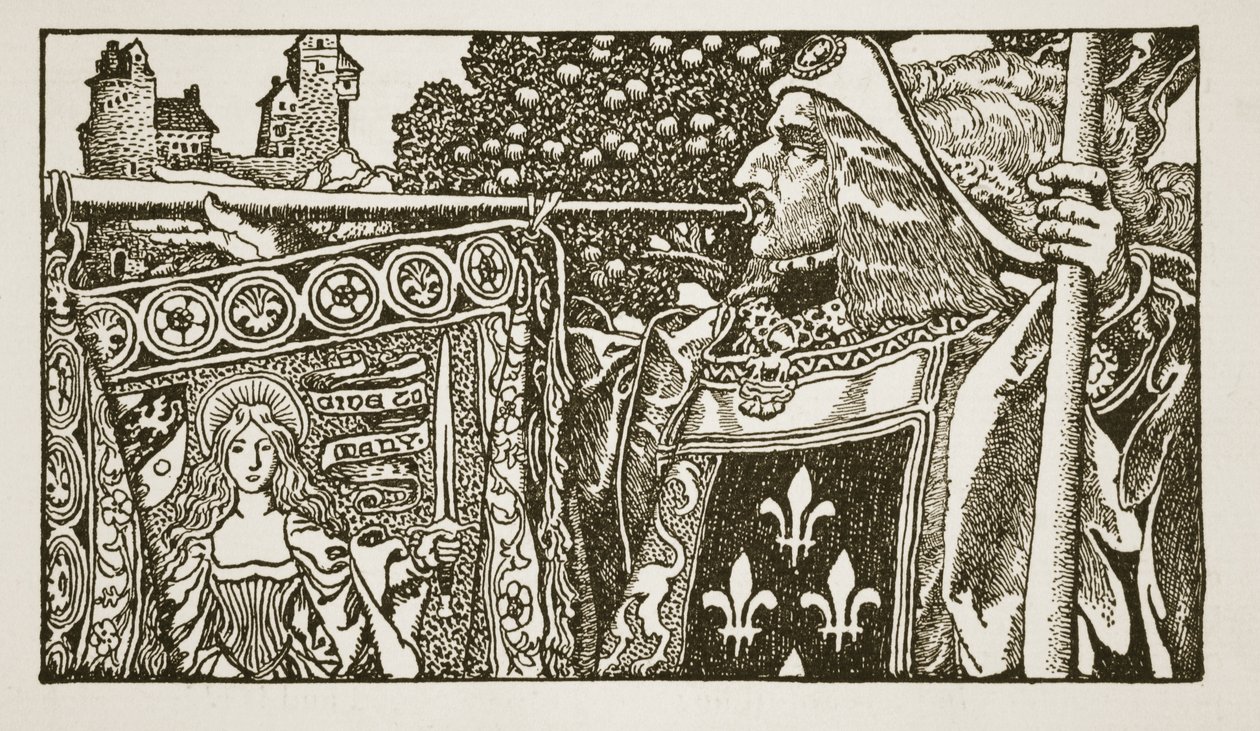 En illustrasjon fra 'The Story of King Arthur and his Knights', 1903 av Howard Pyle