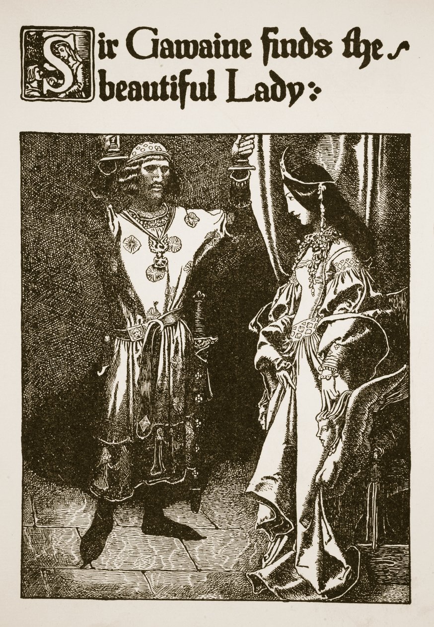 Sir Gawaine finner den vakre damen, illustrasjon fra 