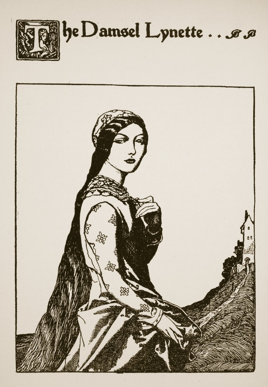 The Damsel Lynette, illustrasjon fra 'The Story of Sir Launcelot and his Companions', 1907 av Howard Pyle