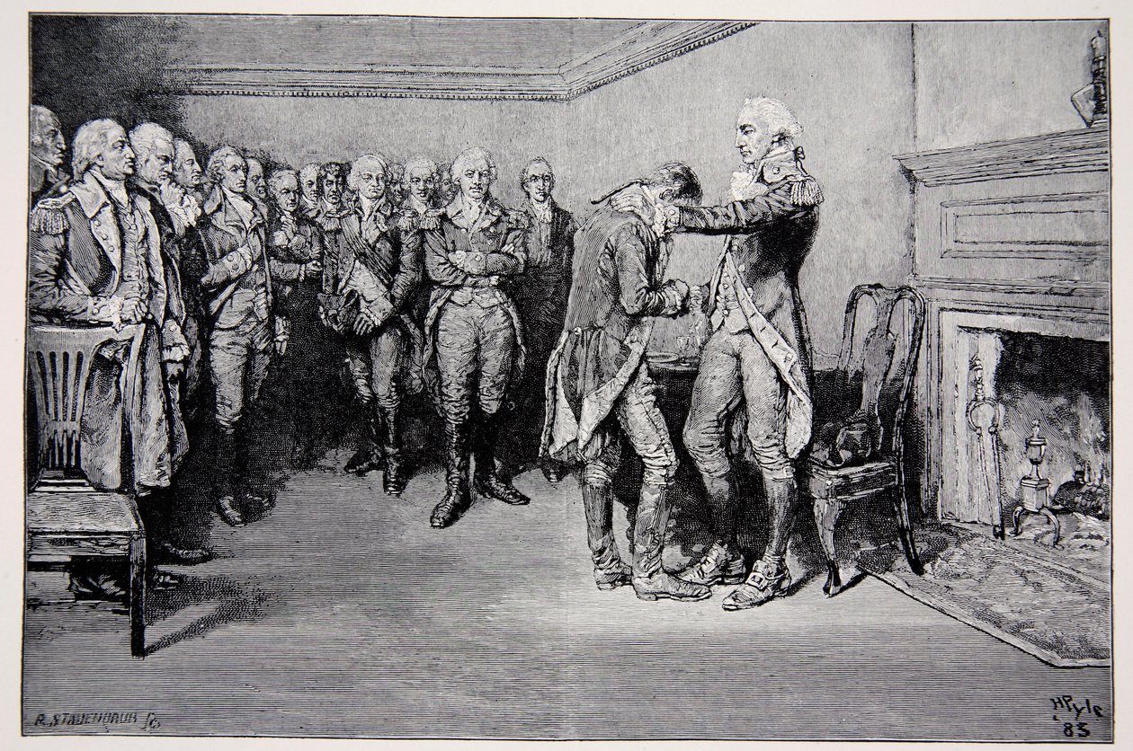 Washington tok avskjed med sine offiserer, 4. desember 1783 av Howard Pyle
