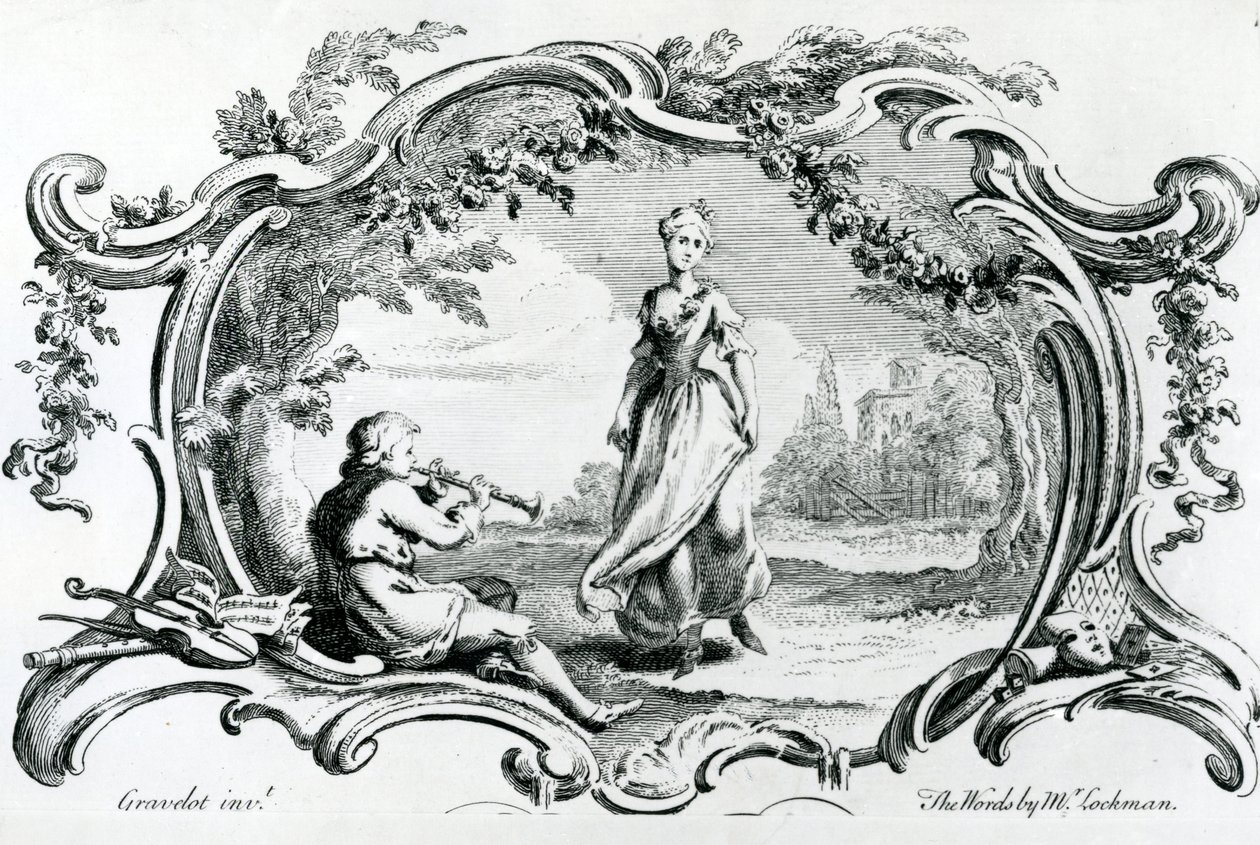 Fløytist og kvinne av Hubert Francois Gravelot