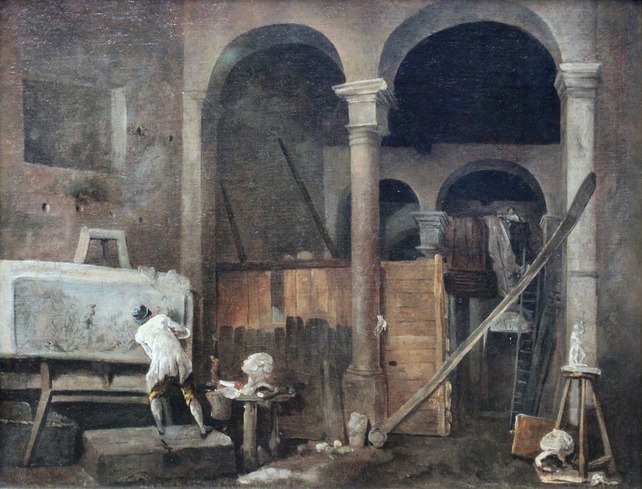 Kunstnerens studio av Hubert Robert