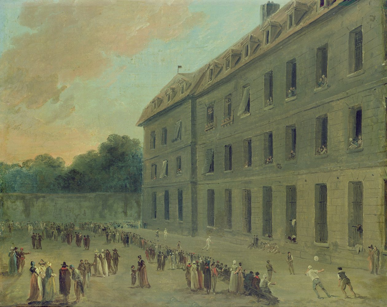 Rekreasjon i Saint-Lazare-fengselet av Hubert Robert