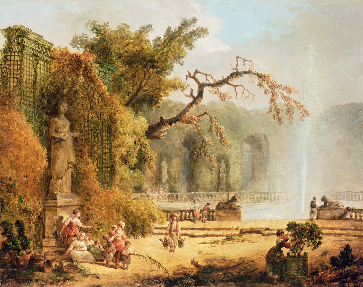 Romantisk hagescene av Hubert Robert