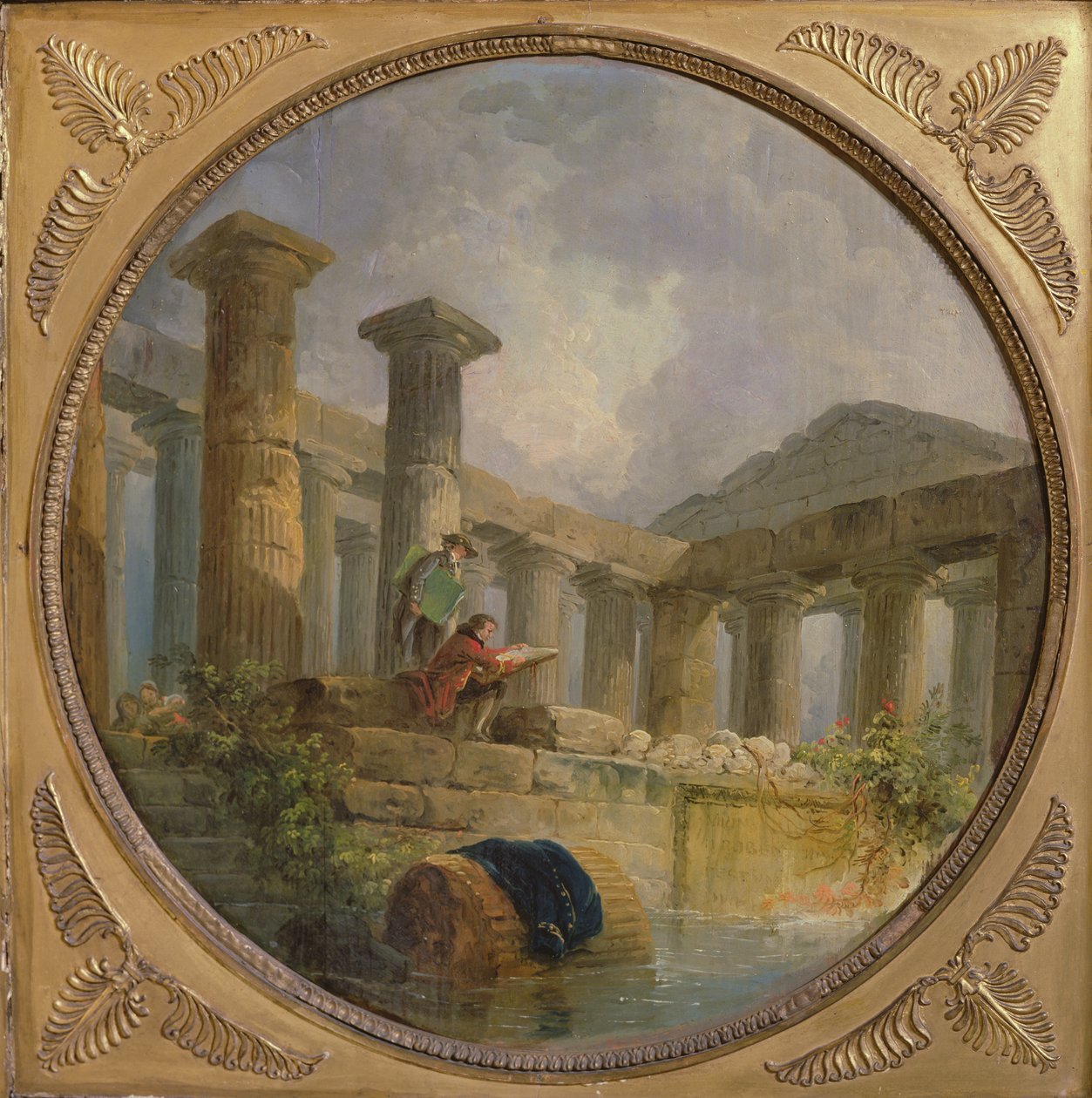 Ruiner av et tempel som imiterer Paestum, ca. 1760 av Hubert Robert