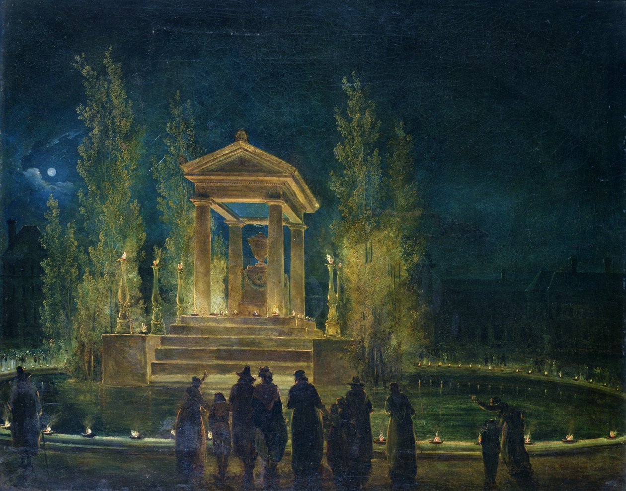 Kenotafen til Jean Jacques Rousseau (1712-78) i Tuileriene, Paris, 1794 av Hubert Robert
