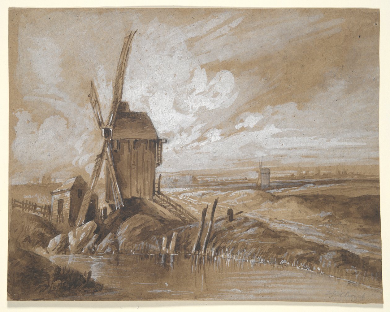 Vindmøller i et landskap av Hubert Clerget