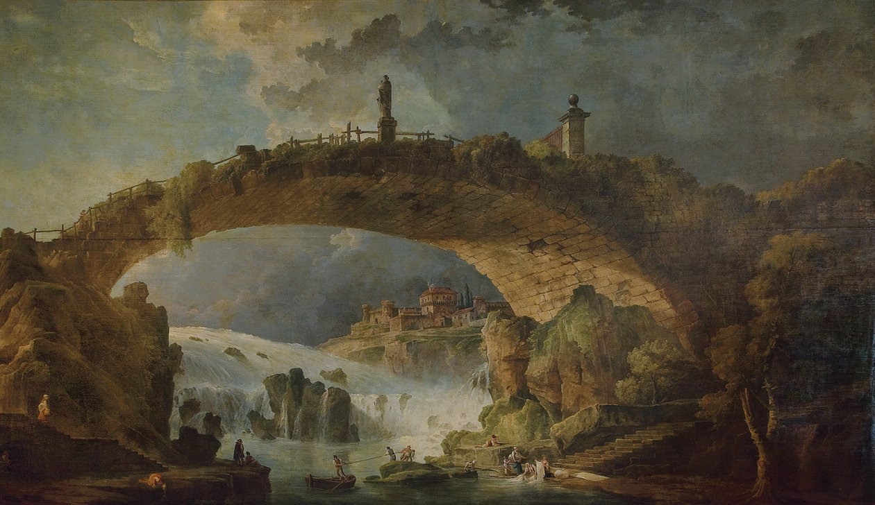 Bro over fossen av Hubert Robert