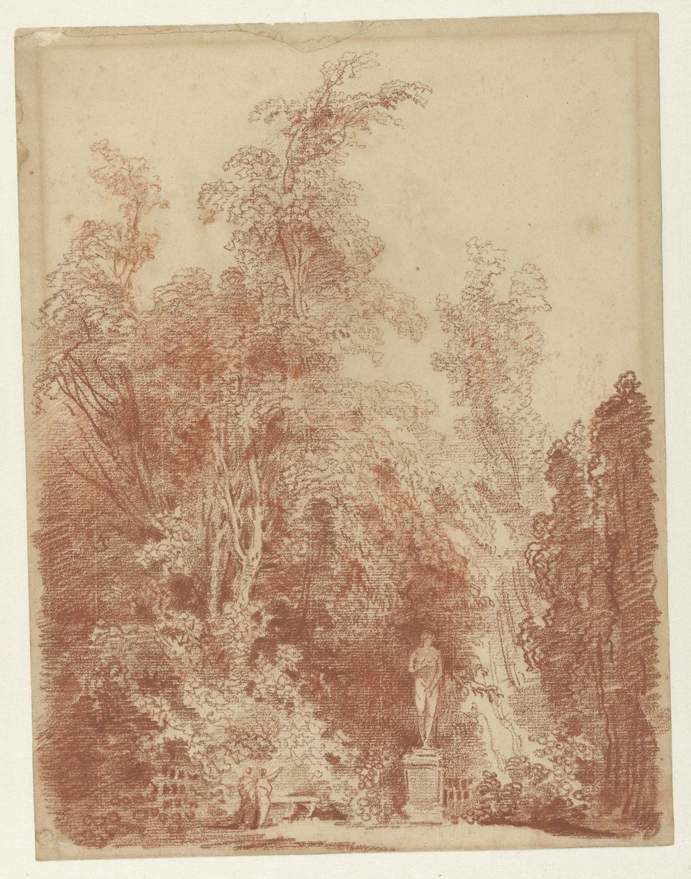Ansikt i en park med en Venus-statue av Hubert Robert