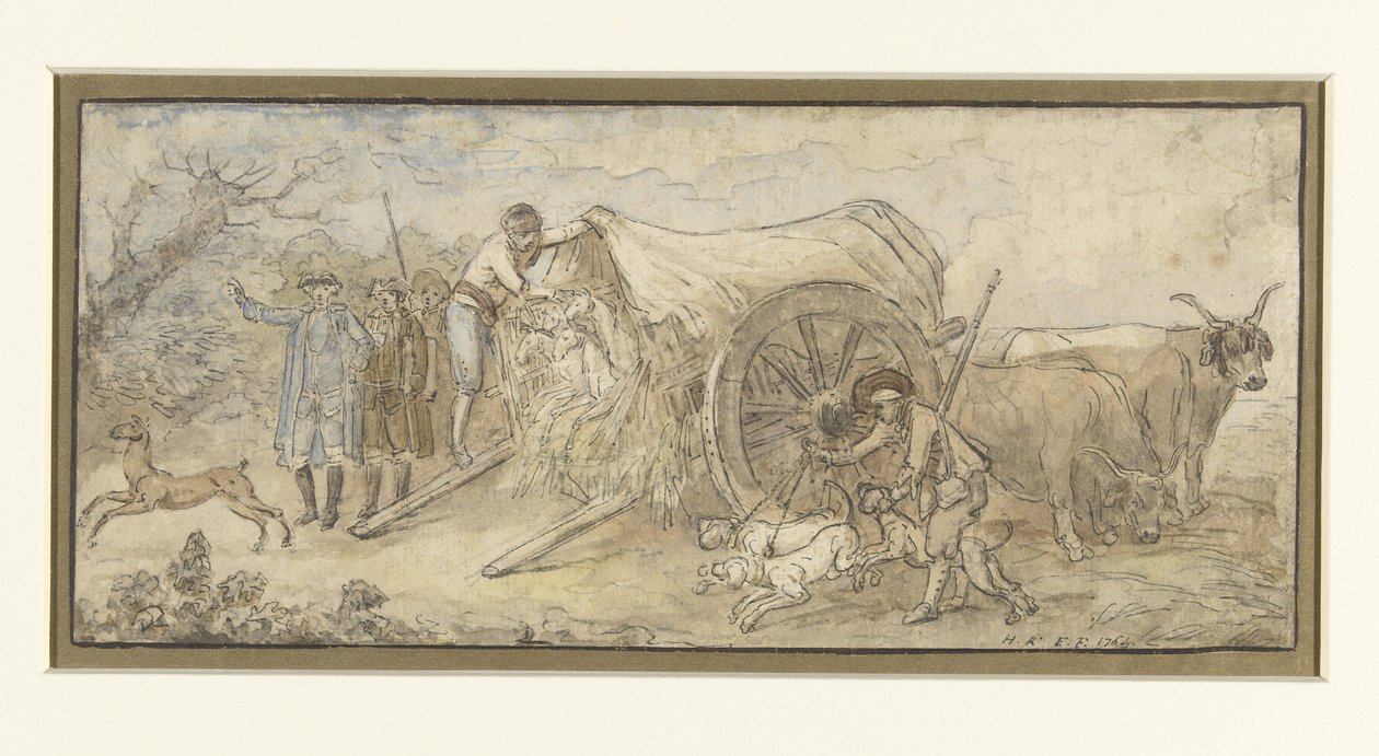 Overbygd vogn i Campagna av Hubert Robert